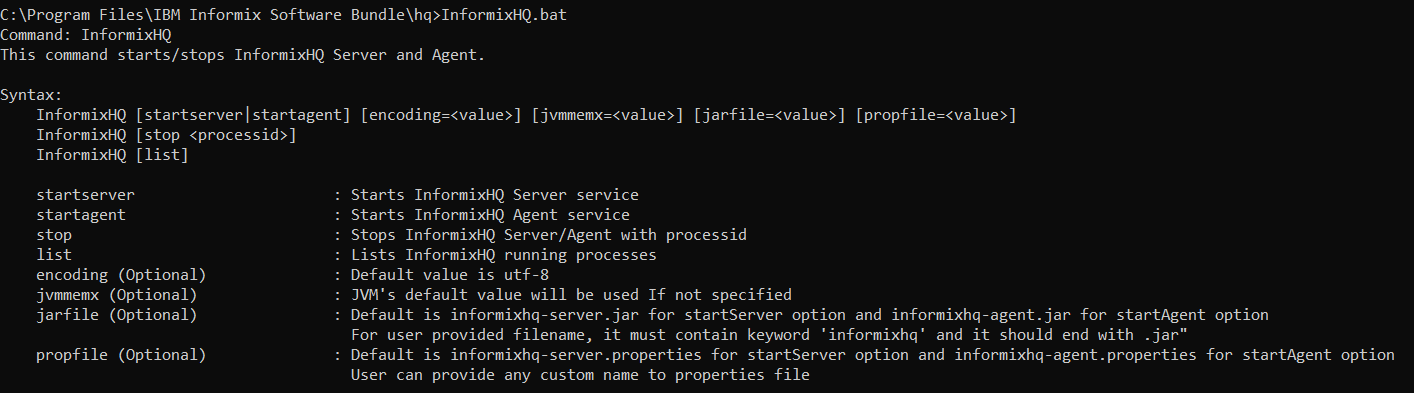 This figure shows InformixHQ help sample syntax.