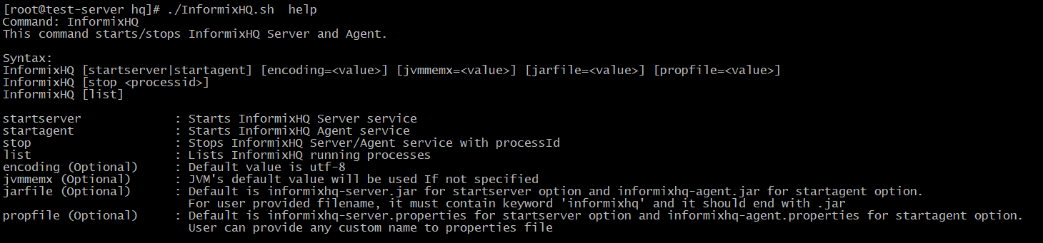 This figure shows InformixHQ help sample syntax.